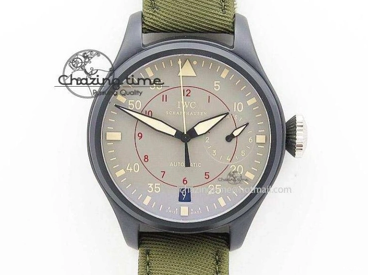 MIROTIME 0224 Original Pilot IW326803 SS MK 1:1 Best Edition Black Dial on Brown Leather Strap MIYOTA 7146